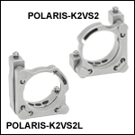 Polaris® Ø2in Kinematic Mirror Mounts, 2 Vertical-Drive Adjusters, Monolithic Optic Retention