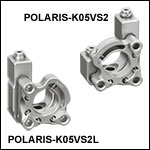 Polaris<sup>®</sup> Ø1/2in Kinematic Mirror Mounts, 2 Vertical-Drive Adjusters, Monolithic Optic Retention