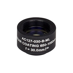 AC127-030-B-ML - f=30 mm, Ø1/2in Achromatic Doublet, SM05-Threaded Mount, ARC: 650-1050 nm 