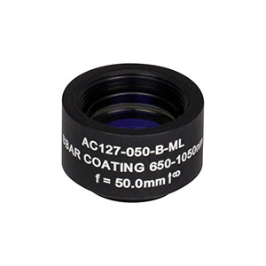 AC127-050-B-ML - f=50 mm, Ø1/2in Achromatic Doublet, SM05-Threaded Mount, ARC: 650-1050 nm 