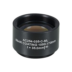 AC254-035-C-ML - f=35 mm, Ø1in Achromatic Doublet, SM1-Threaded Mount, ARC: 1050-1700 nm 