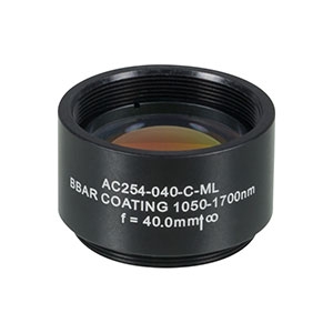 AC254-040-C-ML - f=40 mm, Ø1in Achromatic Doublet, SM1-Threaded Mount, ARC: 1050-1700 nm 