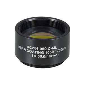 AC254-050-C-ML - f=50 mm, Ø1in Achromatic Doublet, SM1-Threaded Mount, ARC: 1050-1700 nm 