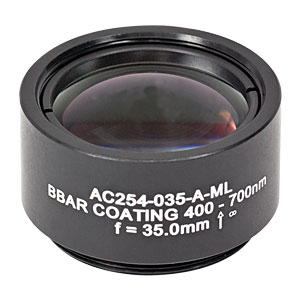 AC254-035-A-ML - f=35 mm, Ø1in Achromatic Doublet, SM1-Threaded Mount, ARC: 400-700 nm