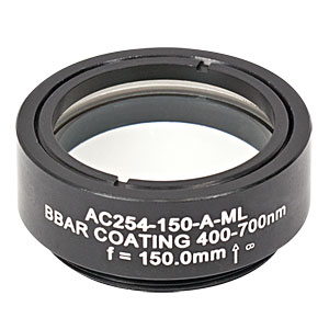 AC254-150-A-ML - f=150 mm, Ø1in Achromatic Doublet, SM1-Threaded Mount, ARC: 400-700 nm