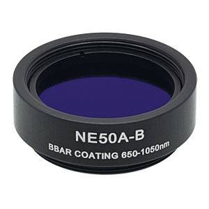 NE50A-B - Ø25 mm Absorptive Neutral Density Filter, ARC: 650-1050 nm, SM1-Threaded Mount, OD: 5.0