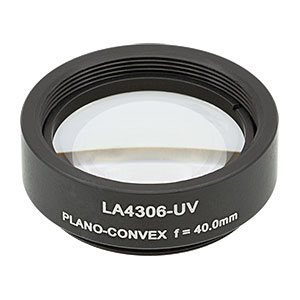 LA4306-UV-ML -  Ø1in UVFS Plano-Convex Lens, SM1-Threaded Mount, f = 40.0 mm, ARC: 245-400 nm