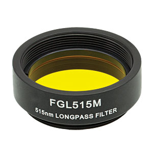 FGL515M - Ø25 mm OG515 Colored Glass Filter, SM1-Threaded Mount, 515 nm Longpass