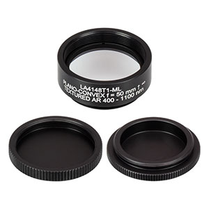 LA4148T1-ML - f = 50 mm, Ø1in Textured UVFS Plano-Convex Lens, SM1-Threaded Mount, AR Range: 400 - 1100 nm