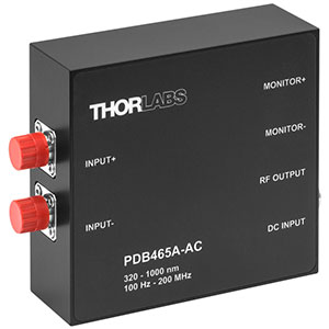 PDB465A-AC - Fixed Gain Balanced Amp. Photodetector, 200 MHz, Si, 320 - 1000 nm, AC Coupled