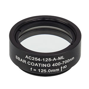 AC254-125-A-ML - f=125 mm, Ø1in Achromatic Doublet, SM1-Threaded Mount, ARC: 400-700 nm