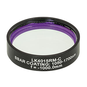 LK4015RM-C - f= -1000.0 mm, Ø1in, UVFS Mounted Plano-Concave Round Cyl Lens, ARC: 1050 - 1700 nm