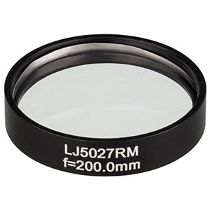 LJ5027RM - Ø1in Mounted Plano-Convex CaF₂ Cylindrical Lens, f = 200.0 mm, Uncoated