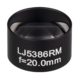 LJ5386RM - Ø1/2in Mounted Plano-Convex CaF₂ Cylindrical Lens, f = 20.0 mm, Uncoated