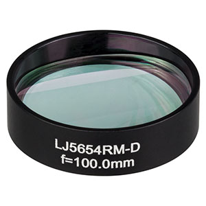 LJ5654RM-D - Ø1in Mounted Plano-Convex CaF₂ Cylindrical Lens, f = 100.0 mm, ARC: 1.65 - 3.0 µm