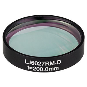 LJ5027RM-D - Ø1in Mounted Plano-Convex CaF₂ Cylindrical Lens, f = 200.0 mm, ARC: 1.65 - 3.0 µm