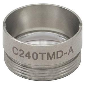 C240TMD-A - f = 8.0 mm, NA = 0.50, WD = 3.8 mm, Mounted Aspheric Lens, ARC: 350 - 700 nm