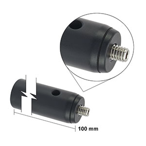 TRA100/M - Ø12.7 mm Aluminum Post, M4 Setscrew, M6 Tap, L = 100 mm