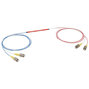 TW1064R3F2B - 2x2 Wideband Fiber Optic Coupler, 1064 ± 100 nm, 0.22 NA, 75:25 Split, FC/PC Connectors