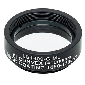 LB1409-C-ML - Mounted N-BK7 Bi-Convex Lens, Ø1in, f = 1000.0 mm, ARC: 1050 - 1700 nm