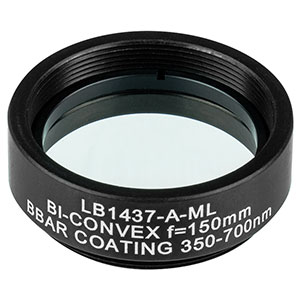 LB1437-A-ML - Mounted N-BK7 Bi-Convex Lens, Ø1in, f = 150.0 mm, ARC: 350 - 700 nm