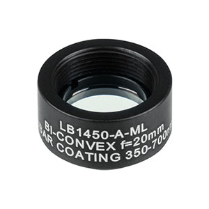 LB1450-A-ML - Mounted N-BK7 Bi-Convex Lens, Ø1/2in, f = 20.0 mm, ARC: 350 - 700 nm