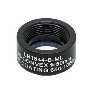 LB1844-B-ML - Mounted N-BK7 Bi-Convex Lens, Ø1/2in, f = 50.0 mm, ARC: 650 - 1050 nm