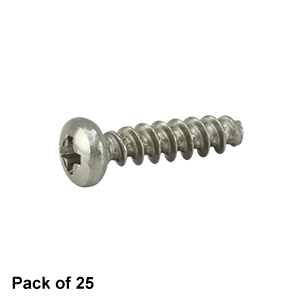 M3BHTF25 - M3 Stainless Steel Phillips Pan Head Screw, 12 mm Long, Thread Forming, Qty. 25