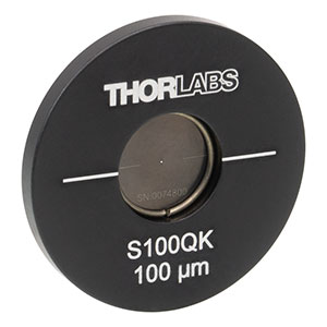S100QK - Ø1in Mounted Pinhole, 100 ± 4 µm Square, Stainless Steel