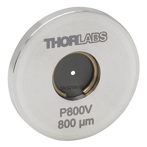 P800V - Ø1in Mounted Pinhole, 800 ± 10 µm Pinhole Diameter, Stainless Steel, Vacuum Compatible