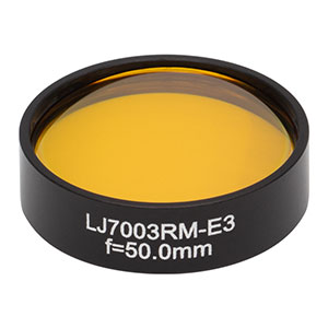 LJ7003RM-E3 - f = 50.0 mm, Ø1in, ZnSe Mounted Plano-Convex Round Cyl Lens, ARC: 7 - 12 µm