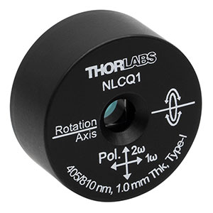 NLCQ1 - Ø1in Mounted β-BBO Crystal, 1.00 mm Thick, θ = 29.2°, Type-I SPDC, 405 nm Pump and 810 nm Signal/Idler