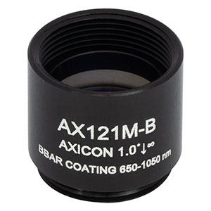 AX121M-B - 1.0°, 650 - 1050 nm AR Coated UVFS, Ø1/2in (Ø12.7 mm) Axicon, SM05-Threaded Mount