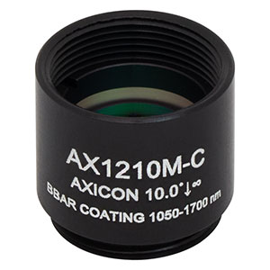 AX1210M-C - 10.0°, 1050 - 1700 nm AR Coated UVFS, Ø1/2in (Ø12.7 mm) Axicon, SM05-Threaded Mount