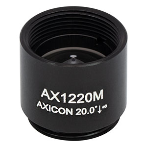 AX1220M - 20.0°, Uncoated UVFS, Ø1/2in (Ø12.7 mm) Axicon, SM05-Threaded Mount