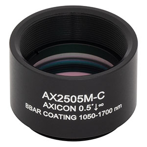 AX2505M-C - 0.5°, 1050 - 1700 nm AR Coated UVFS, Ø1in (Ø25.4 mm) Axicon, SM1-Threaded Mount